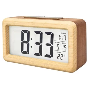 Digital Wecker Holz – Massivholz Uhr mit Kalender und Temperaturanzeige