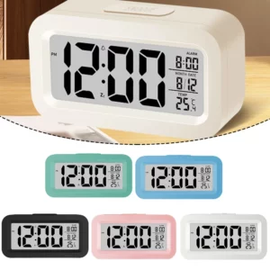 Digitaler Wecker Ohne Licht – LCD, Kalender, Thermometer, Mehrfarbig