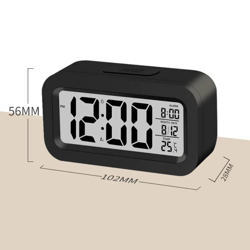 Digitaler Wecker Ohne Licht – LCD, Kalender, Thermometer, Mehrfarbig