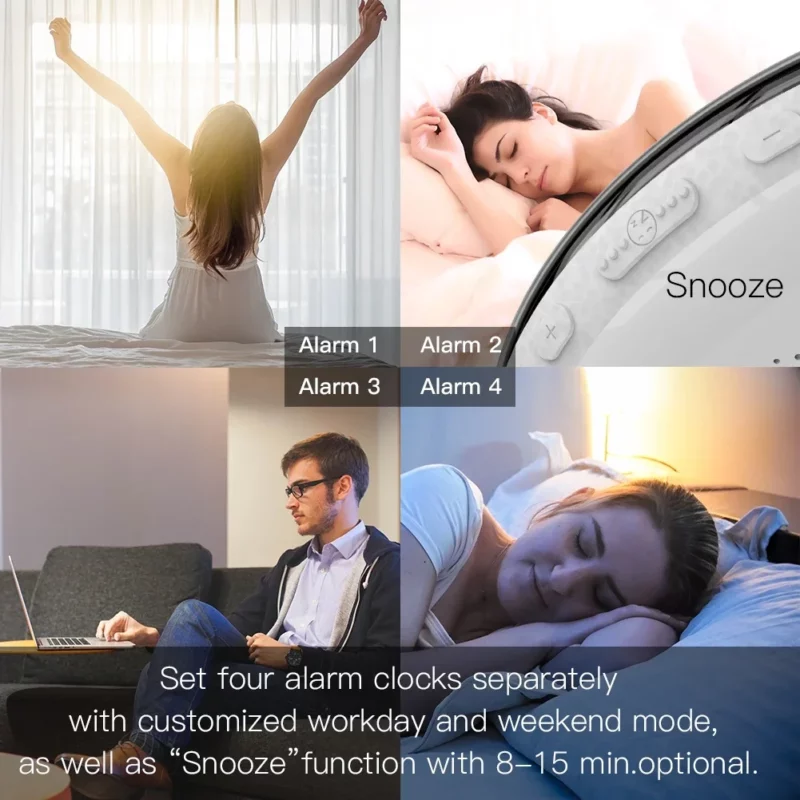 Kleiner Wecker mit Licht – WiFi Smart Wake Up Uhr mit 7 Farben Sonnenaufgang und Sunset