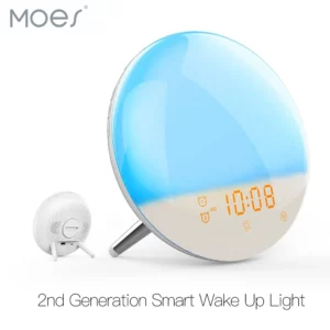 Kleiner Wecker mit Licht – WiFi Smart Wake Up Uhr mit 7 Farben Sonnenaufgang und Sunset