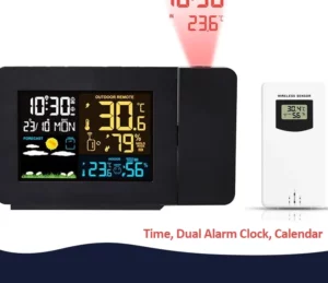 Wecker mit Außentemperaturanzeige – Digitale Wetterstation mit Zeitprojektion und Feuchtigkeit